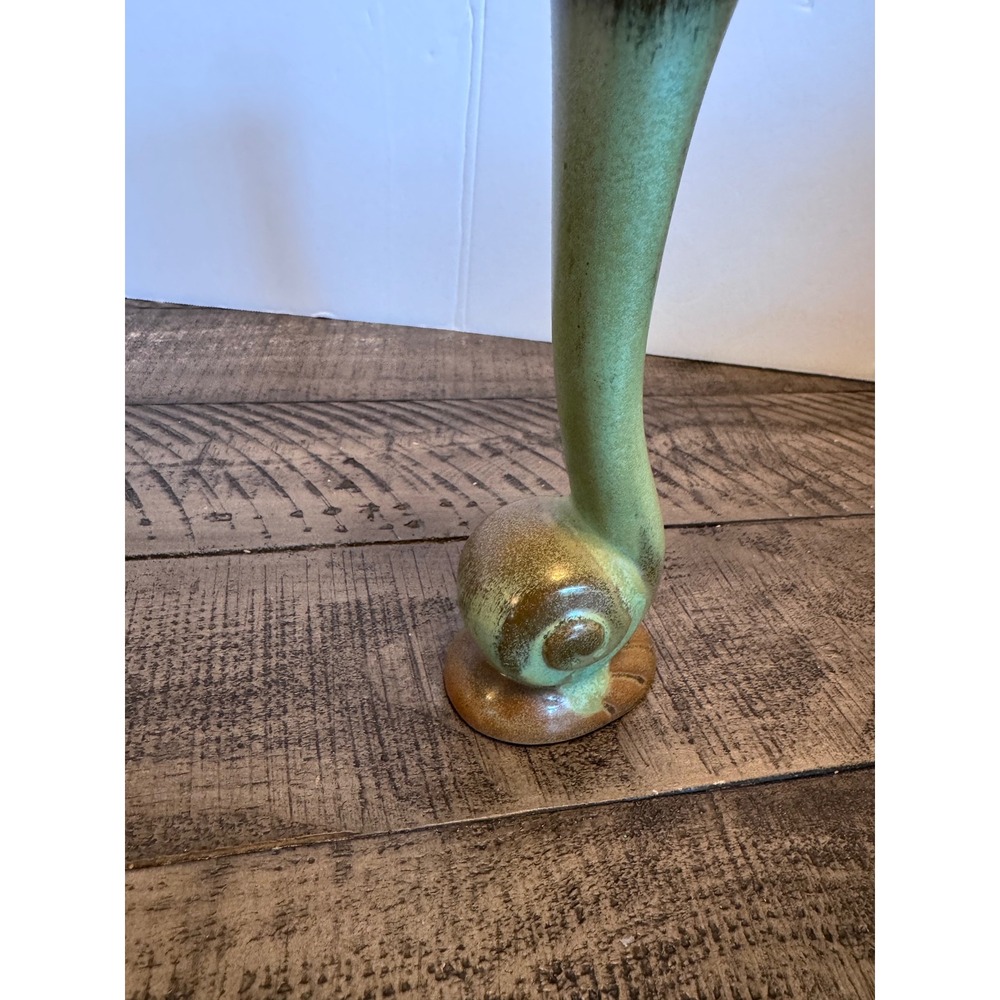 Frankoma Bud Vase 7in" Prairie Green Snail Nautilus Shell MCM Home Decor - Picture 5 of 7